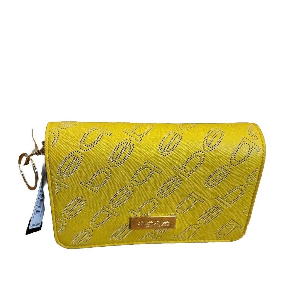 Bebe Purse Nayeli Logo Crossbody Mustard  Handbag Perforated Logo Mini Nwt $69
